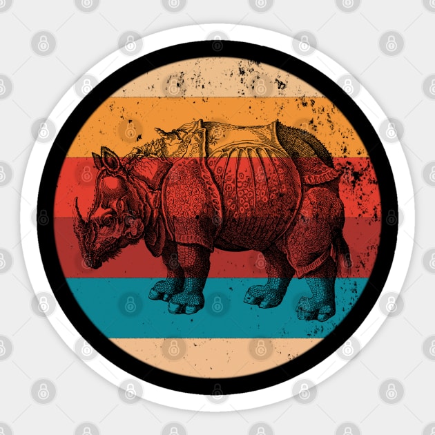Vintage Rhinoceros Lover Retro Rhino Animal Lovers Gift Sticker by Grabitees